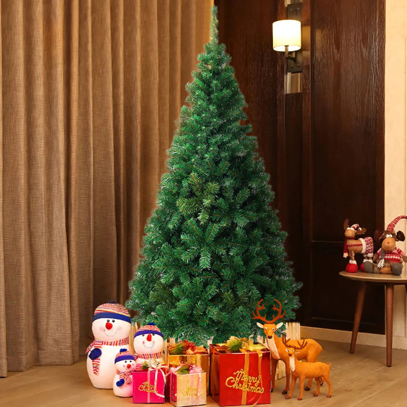 Arbre de Noël vert en PVC avec support en métal, H 8 pi
