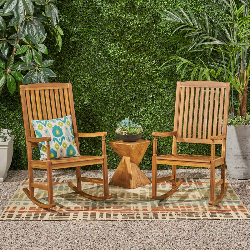 Chaise berçante en bois massif Mccomb, Teck