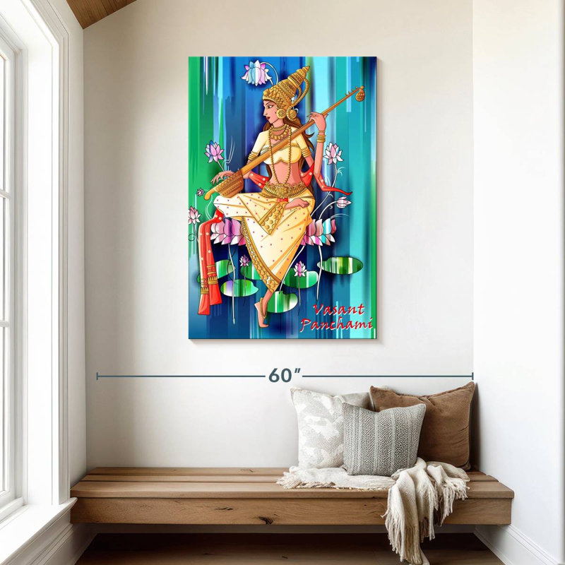 Adella Saraswati sur Vasant Panchami, H 45 po x l 30 po
