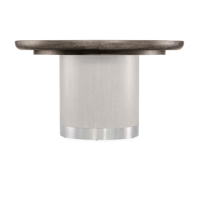 Modern Mood Round Dining Table with 1-18in Leaf, Dark Wood/Mink, Dark Wood/Mink/Pewter