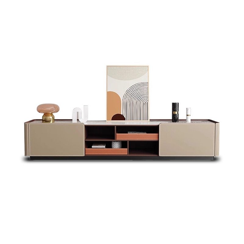Meuble télé moderne en bois manufacturé beige, 86.61
