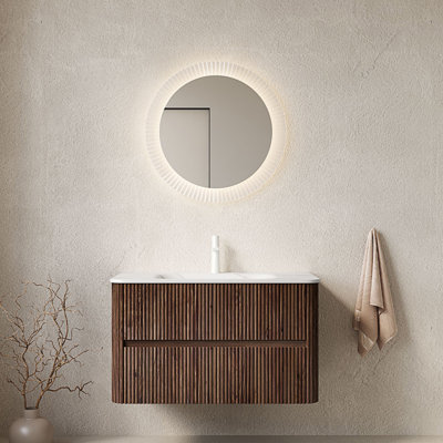 Bathroom Vanity&Sink, Floating Stripe Storage Cabinet With 2 Drawers