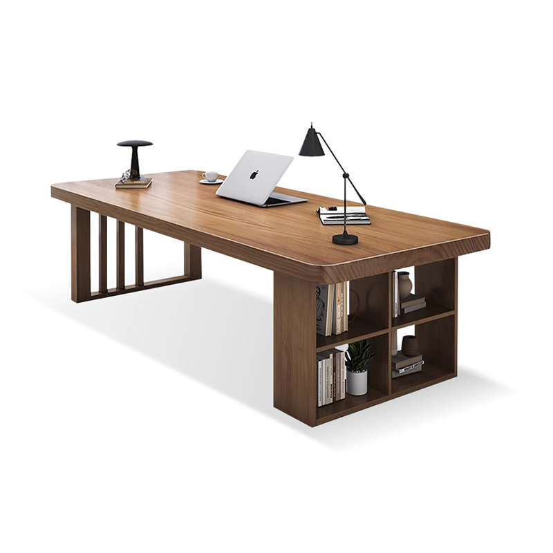 Bureau rectangulaire en bois massif brun noisette, H 29,53 po x l 70,87 po x P 31,5 po