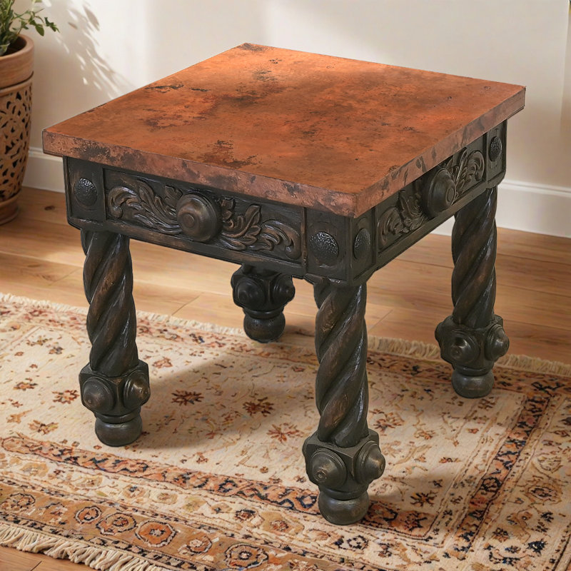 Copper & Turned Leg End Table