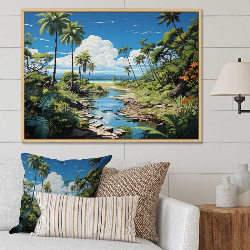 Palmier sur toile, impression de paysage de plage tropicale - Palmiers à la plage IV, H 12 po x l 20 po x P 1 po