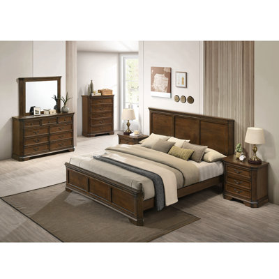 Traditional Wood Panel 6 pieces Bed set with Dresser, Mirror, Two Nightstands, Chest by Canora Grey