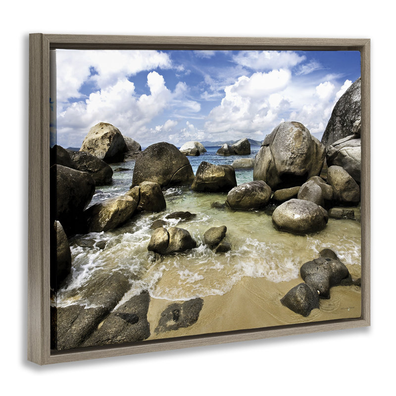 Cadre flottant The Baths Rocky Coastline, design par Seven Trees Design, H 25 po x l 31 po, Cadre flottant orme Montalcino