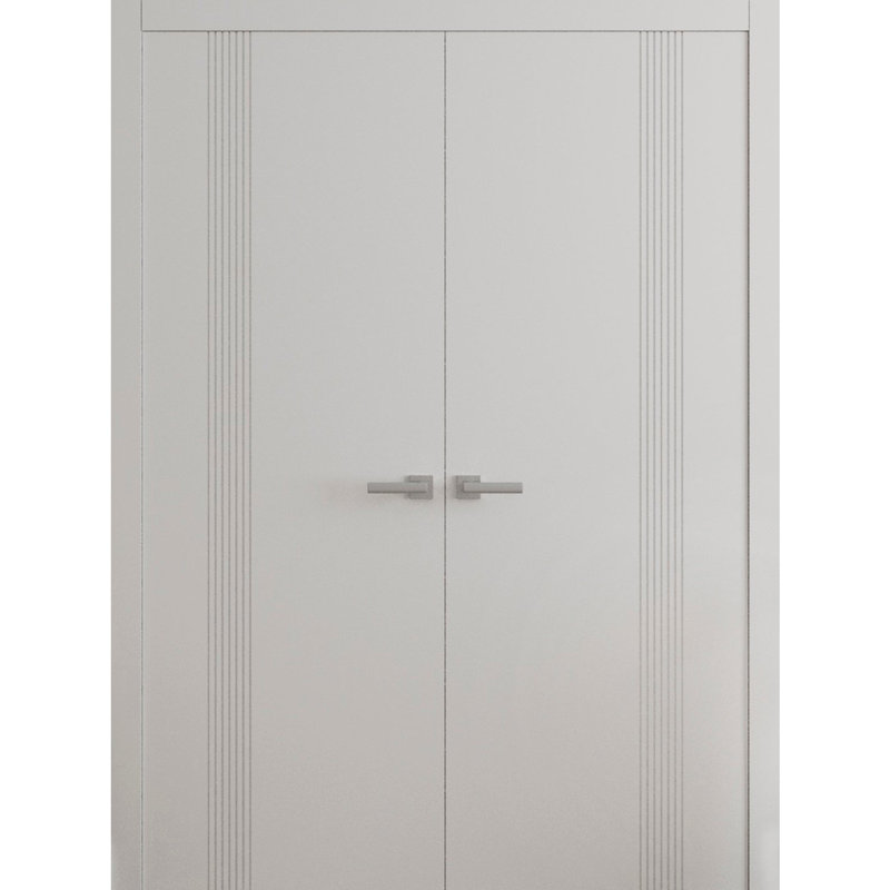 Portes doubles intérieures intérieures - Essentiel 0777 - Cadre de panneau intérieur en bois massif - Portes de chambre à coucher pour garde-robe moderne