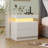 14‘’ Height Narrow Modern White Wood LED Nightstand set of 2-1367717580