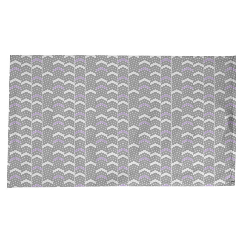 Stephenie Lined Chevrons Tablecloth, Gray/Green/Purple