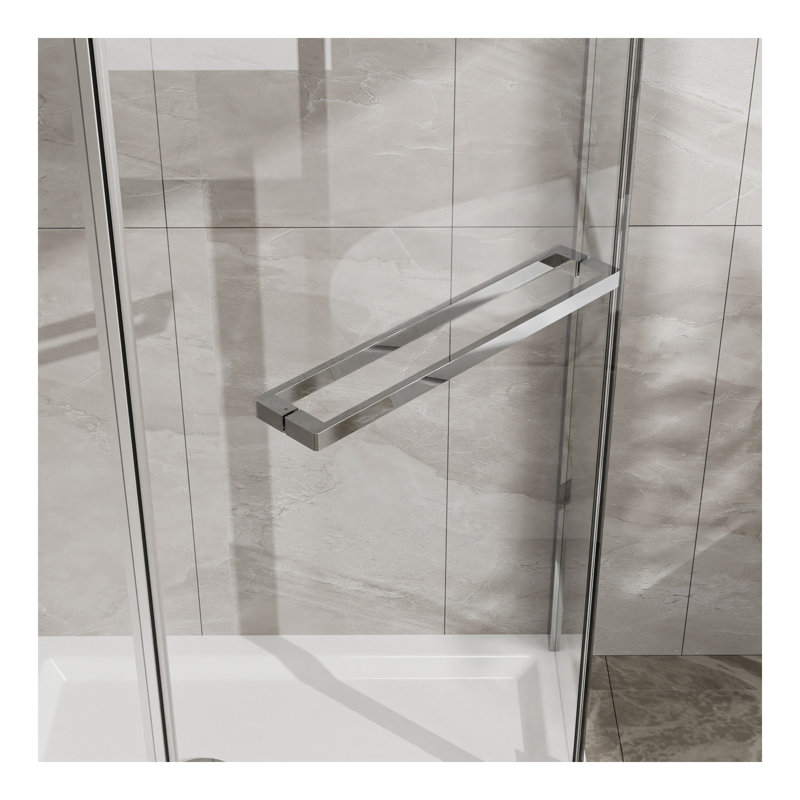 Goodyo Neo-Angle Frameless Shower Door 36 in.D x 36 in.W x 72 in.H Corner Shower Enclosure with Clear SGCC Tempered Glass Pivot Shower Door 