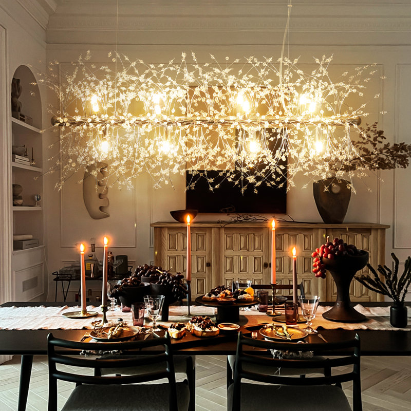 Dandelion 12-Light Dandelion Starburst Sunburst Ceiling Lighting Kitchen Island Chandelier, Gold