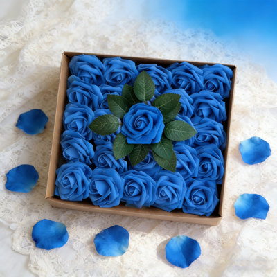 Fleurs artificielles de la Saint-Valentin 25 pièces avec de vraies roses en mousse avec des tiges pour les bouquets de mariage à bricoler Centres de douche nuptiaux Arrangements floraux Tables de fête Décorations pour la maison