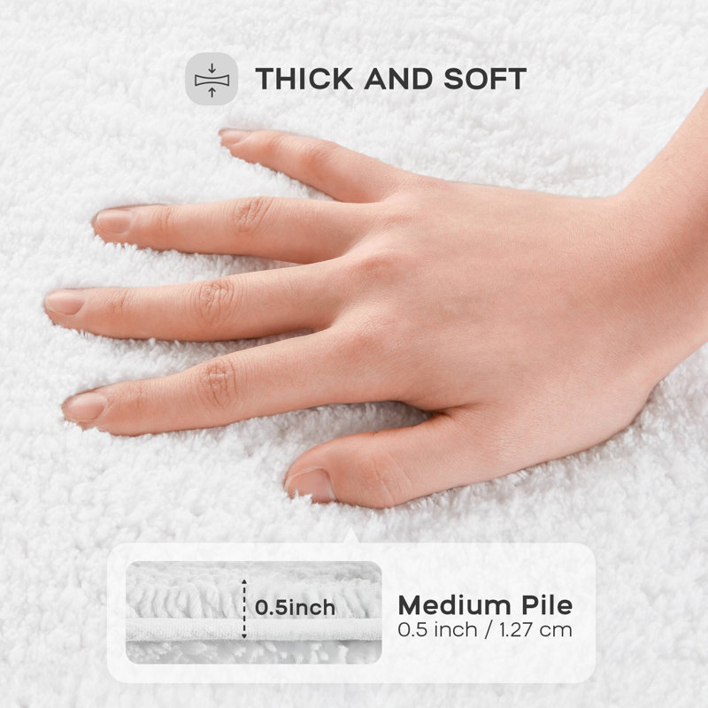 Splendor White 100% Cotton Tufted 3000 GSM Reversible 17x24'' Bath Rug, 17" W x 24" L, White