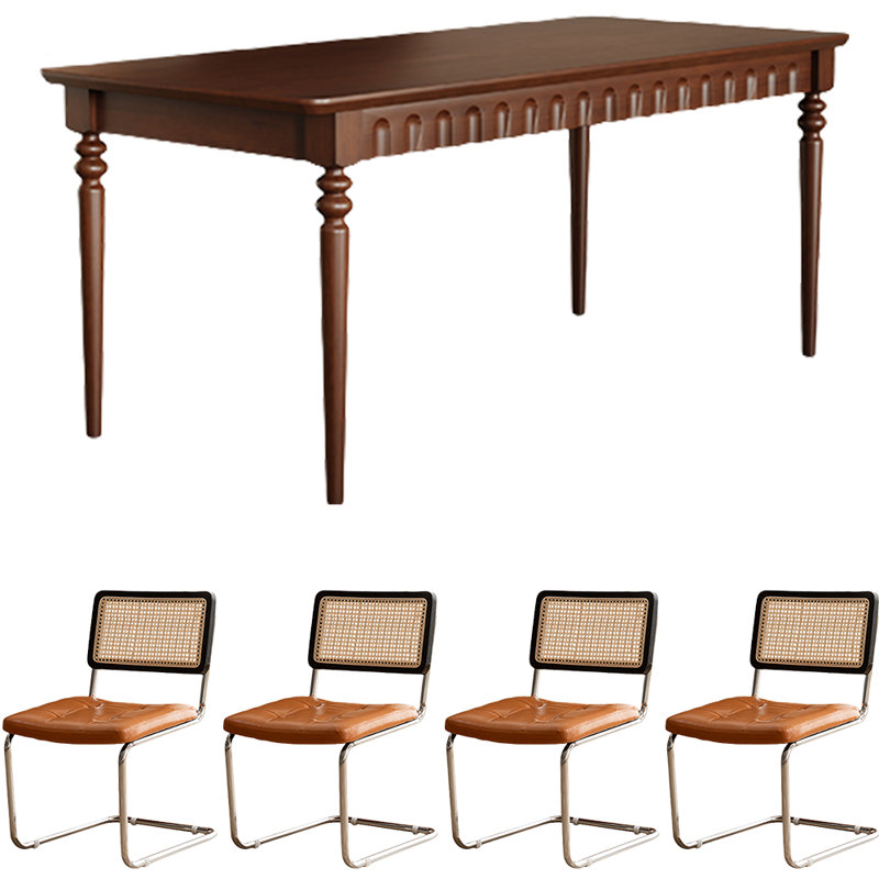Retro Rectangular    Solid Wood Dining Set, 29.5"H x 70.9"L x 31.5"W