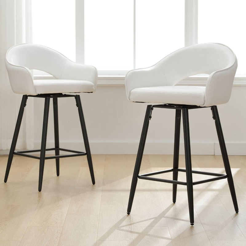 Ensemble de 2 tabourets de bar pivotants 27 po, Simili cuir