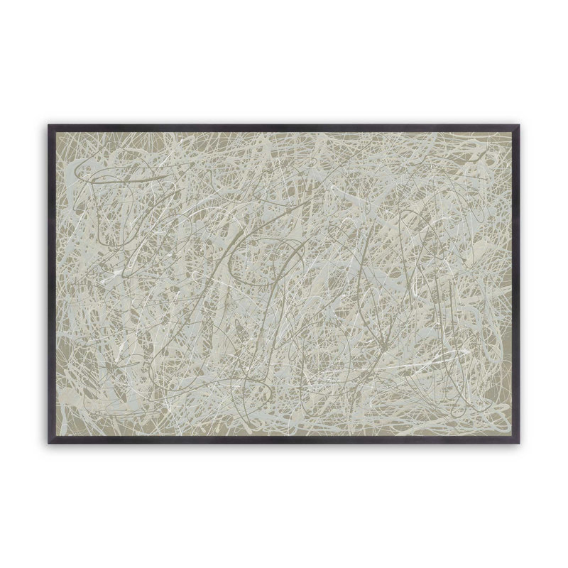 Impression abstraite tempête de sable, H 12,25 po x l 15,25 po, Encadrement ouvert, zinc vieilli