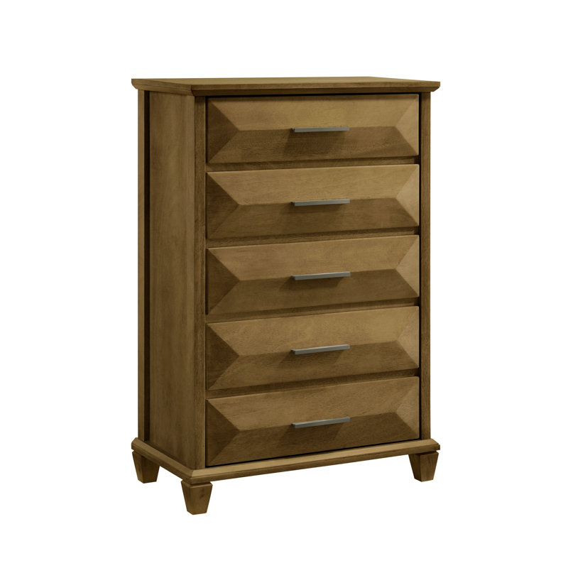 Claypoole Transitional 30" W 5 Drawer Chest, Antique Oak