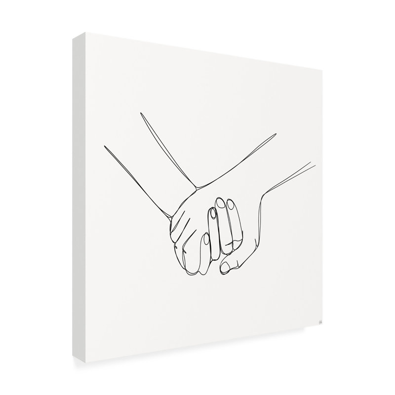 Art sur toile, ligne et pinceau tenant par la main 2, H 24 po x l 24 po x P 2 po