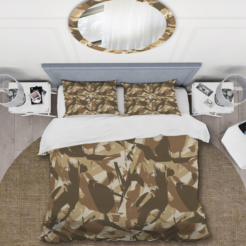Brown Desert camouflage Polyester Camouflage Duvet Cover Set