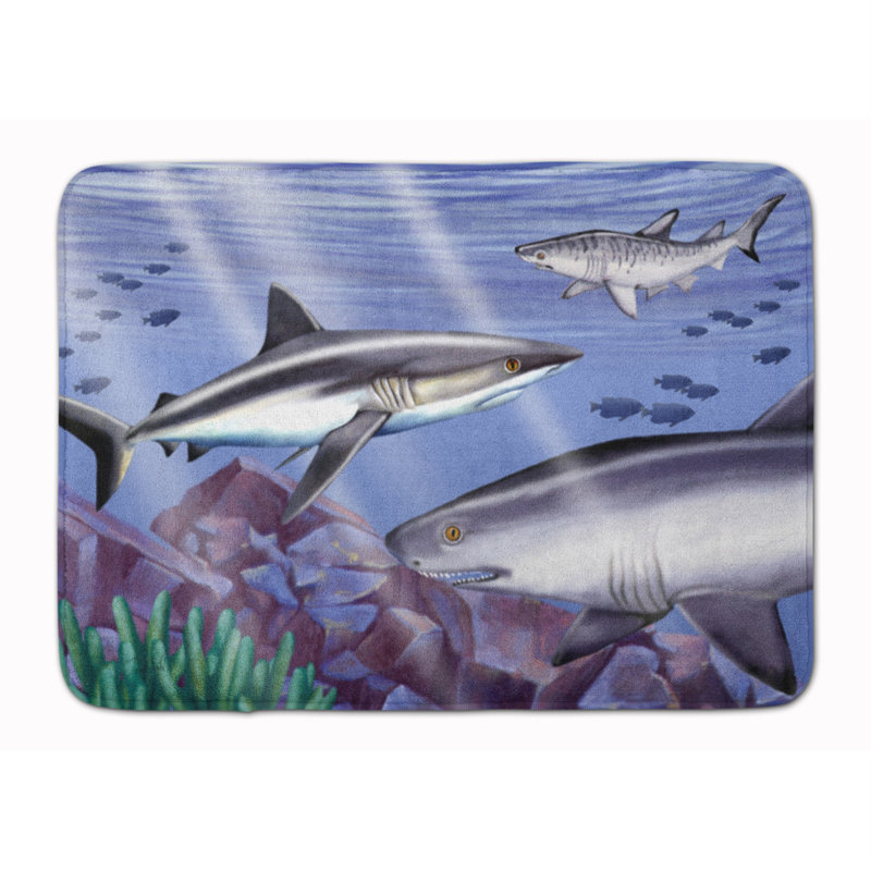 Tapis pour salle de bain à mousse mémoire requins