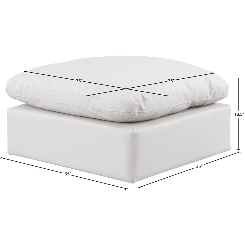 Itala Upholstered Ottoman, Cream Vegan Leather