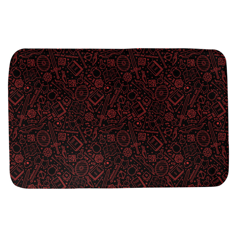 Tapis pour salle de bain rpg Leffel, l 21 po x L 34 po, Noir / Rouge
