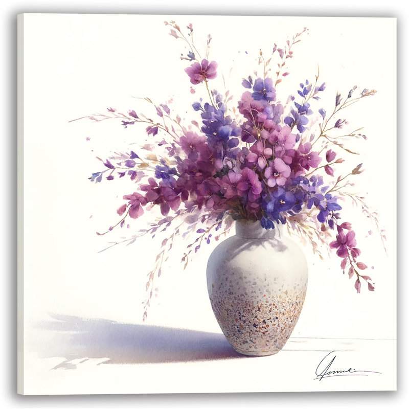 «Enchanted Purple Blooms», reproduction d'art sur toile tendue, H 12 po x l 12 po x P 1 po