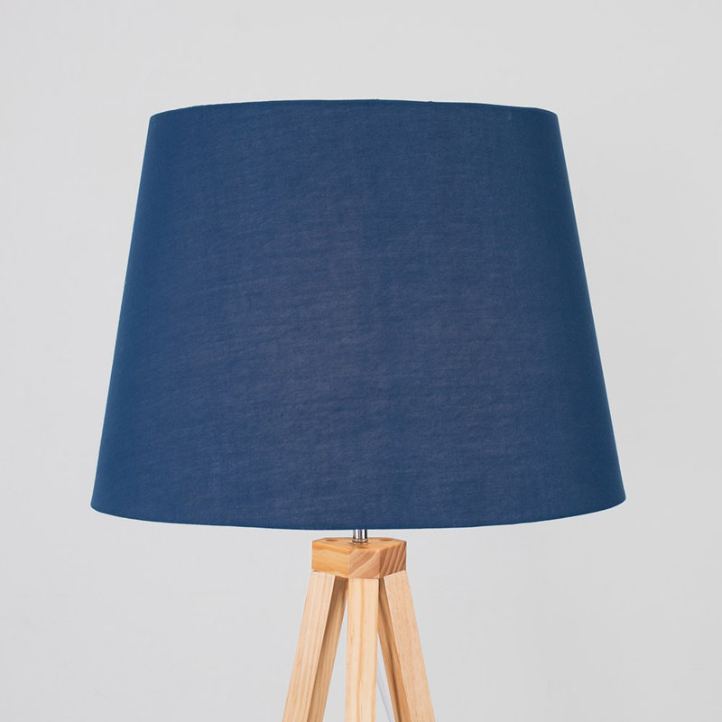 Nemours 159cm Basbro Tripod Floor Lamp Shade, No, Dark Blue, Light Wood