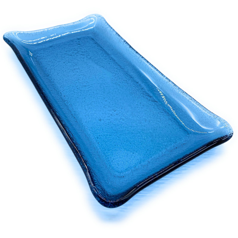 Rectangular Glass Plate (Transparent Green), Transparent Blue