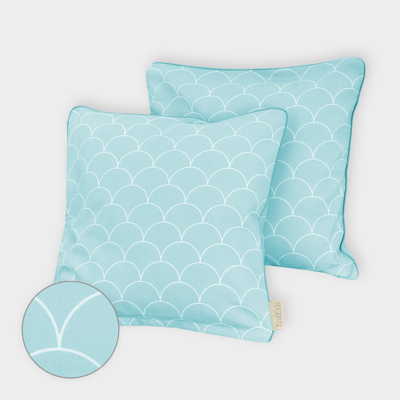 Ikat Square Cushion Cover, White and pastel mint