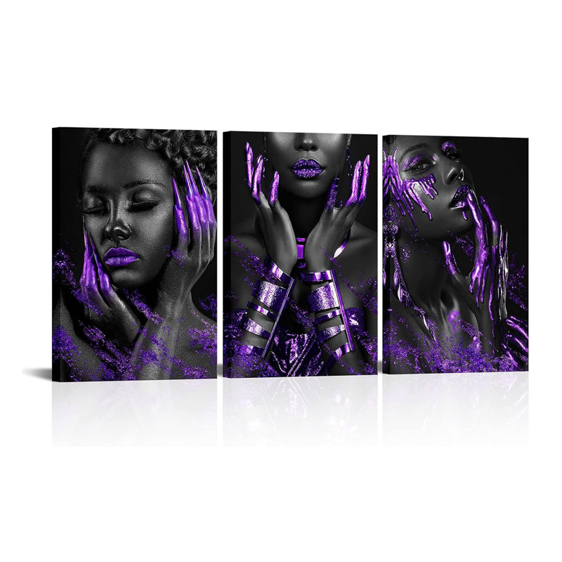 3 Piece Wrapped Canvas Set, Purple
