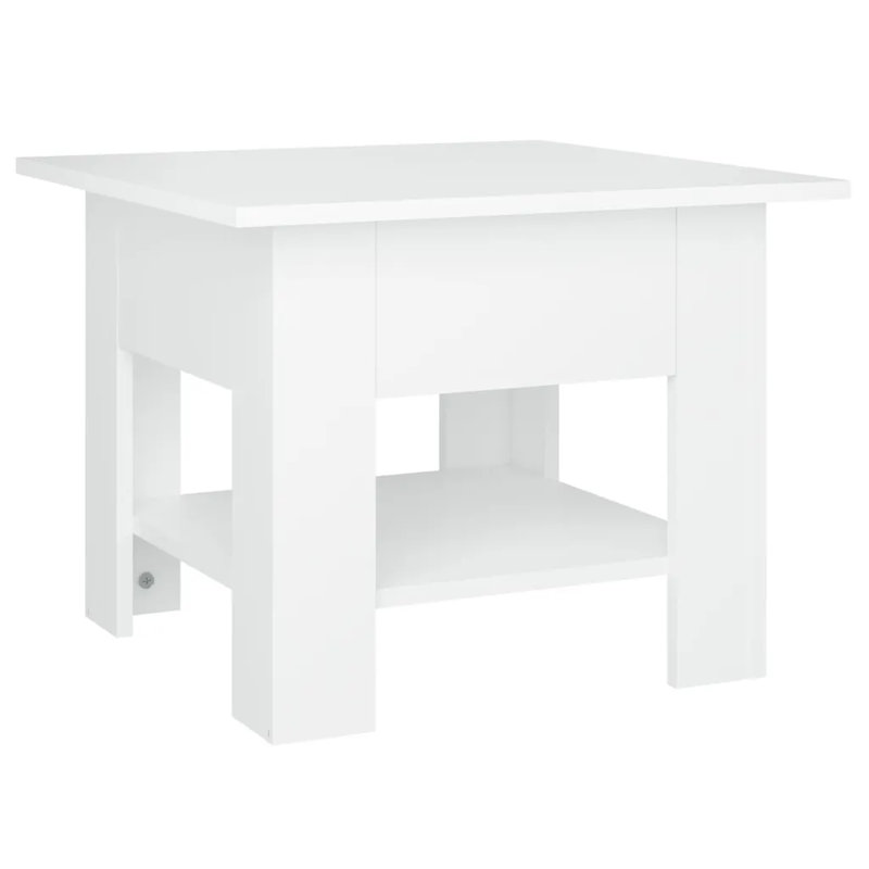 Glass End Table with Storage, White, 21.7"x21.7"x16.5"