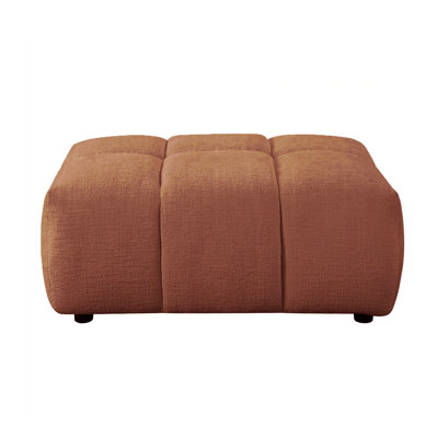 Repose-pieds rectangulaire en lin rouge corail