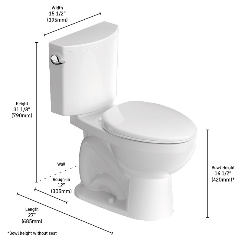 1.28 GPF Two Piece Elongated Chair Height Toilet with Left Hand Lever - Less Seat