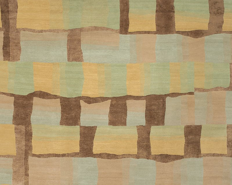 Eva H Geometric Area Rug in Beige/Green, Rectangle 6' x 9'