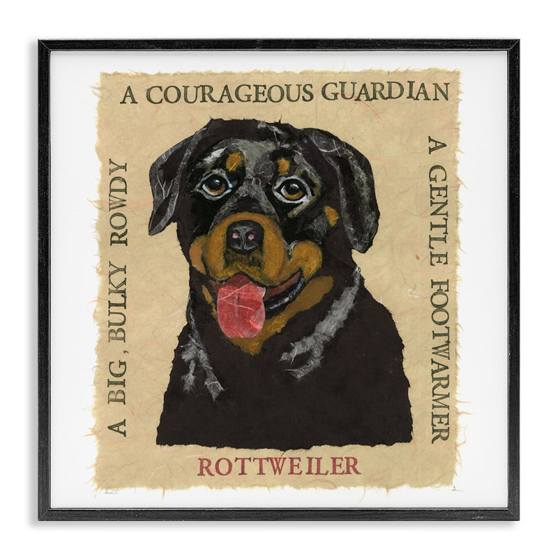 «Rottweiler Fun», phrases d'art encadrées par Nancy Overton, Giclée encadrée noir minuit, H 24 po x l 24 po
