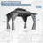 Gray Aluminum Hardtop Gazebo with Galvanized Steel Roof, Nettings and Curtains-129007972