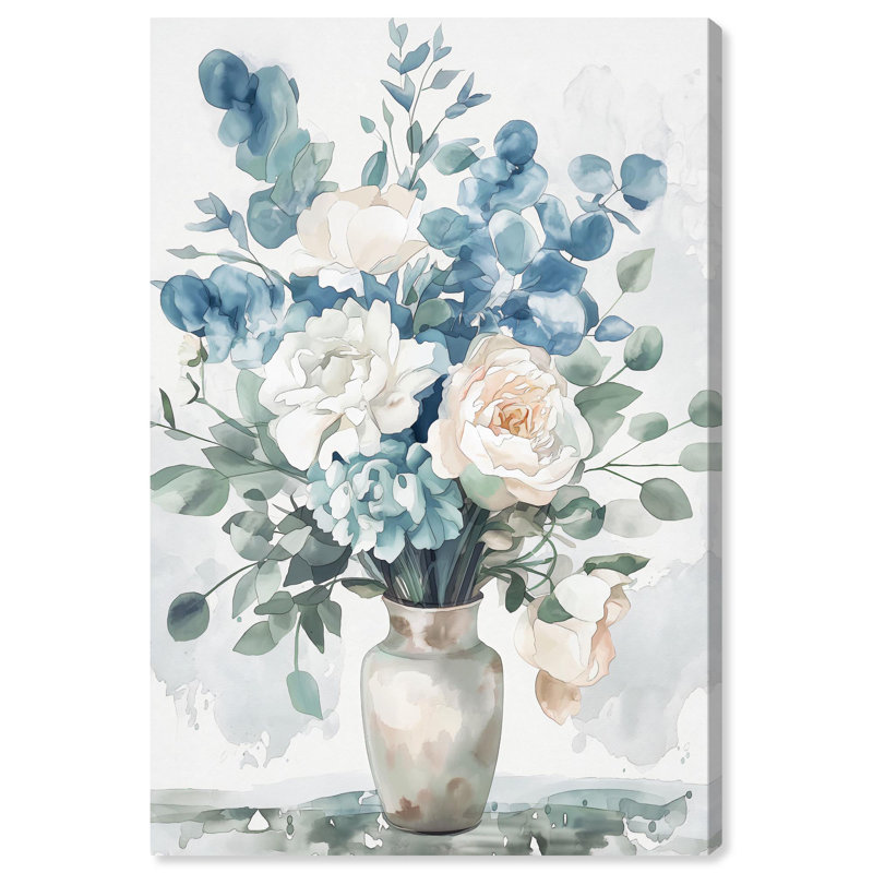 Heavenly White and Blue Floral Canvas Art, 30" x 45"