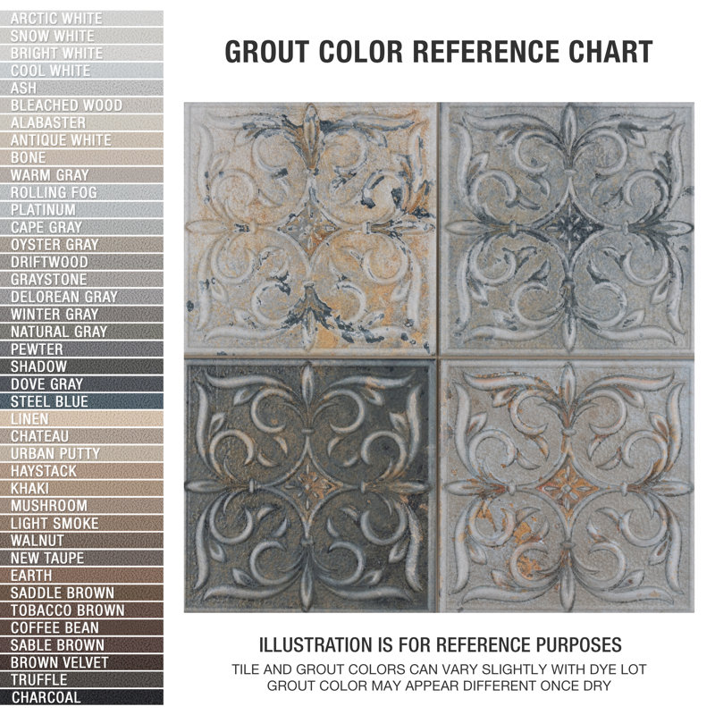 Antigua Lis 13" x 13" Straight Edge Porcelain Metal Look Wall Tile, Gray