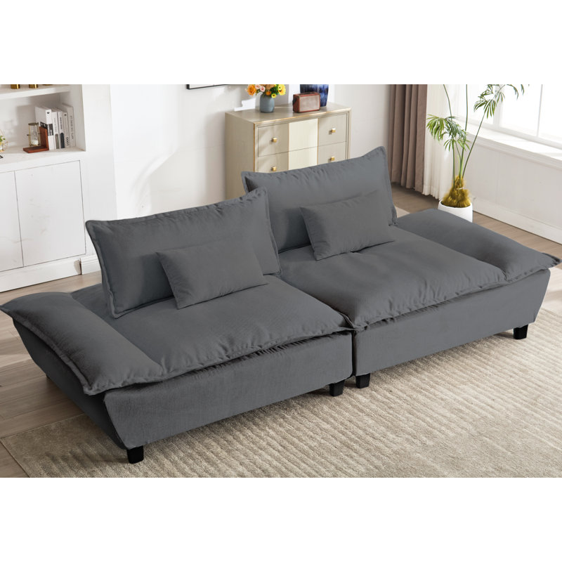 Canapé-lit rembourré en forme de voilier avec profondeur d'assise réglable, Gris