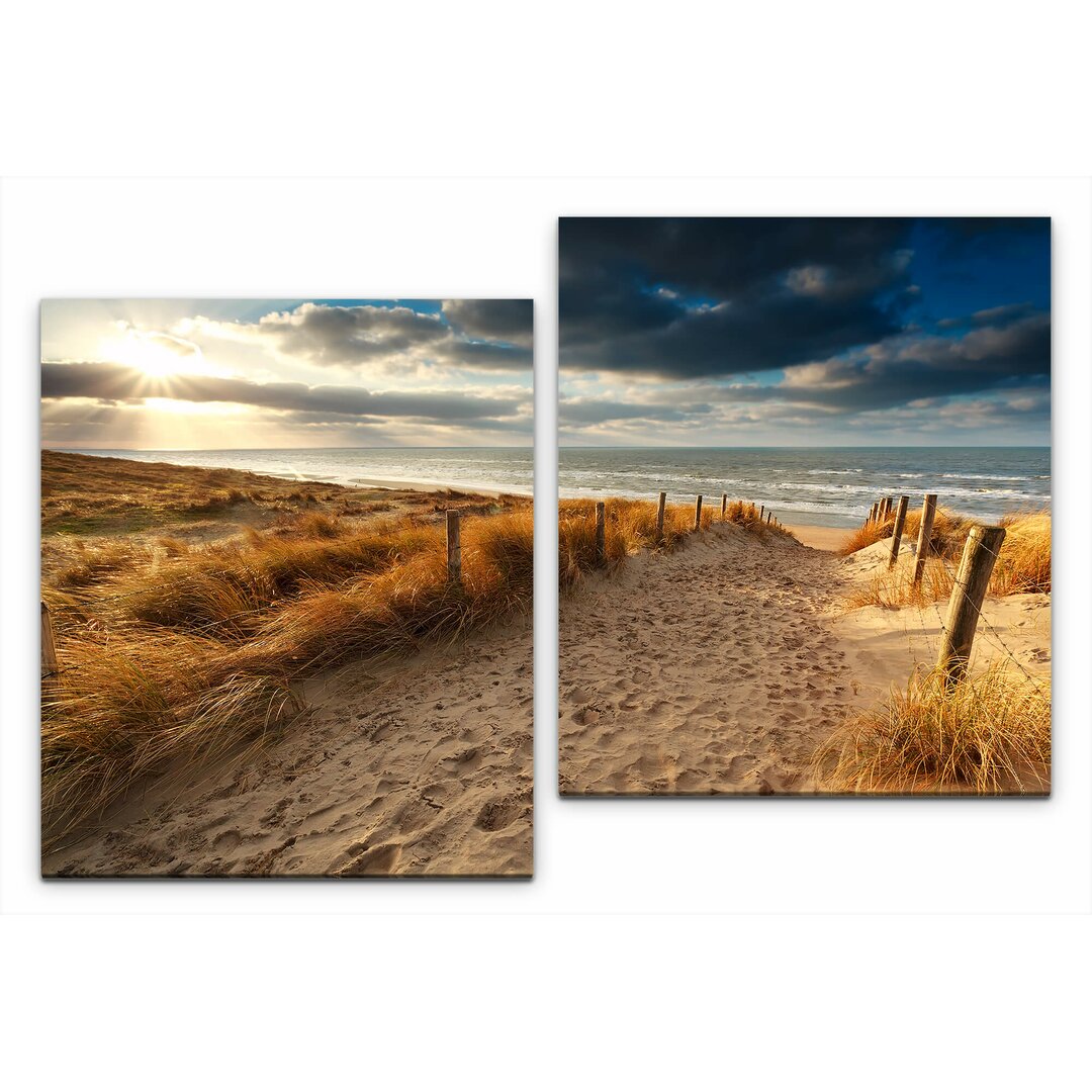 2-tlg. Leinwandbilder-Set Niederlande Strand