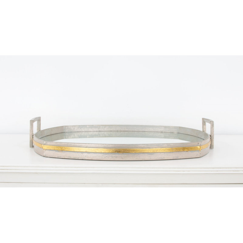 Santiago Oval Decorative Tray, Champagne/Gold