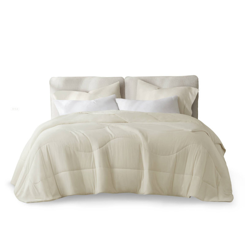 Cooling Tencel Bedding Sets, Nylon Ivory Comforter For Modern Bedroom