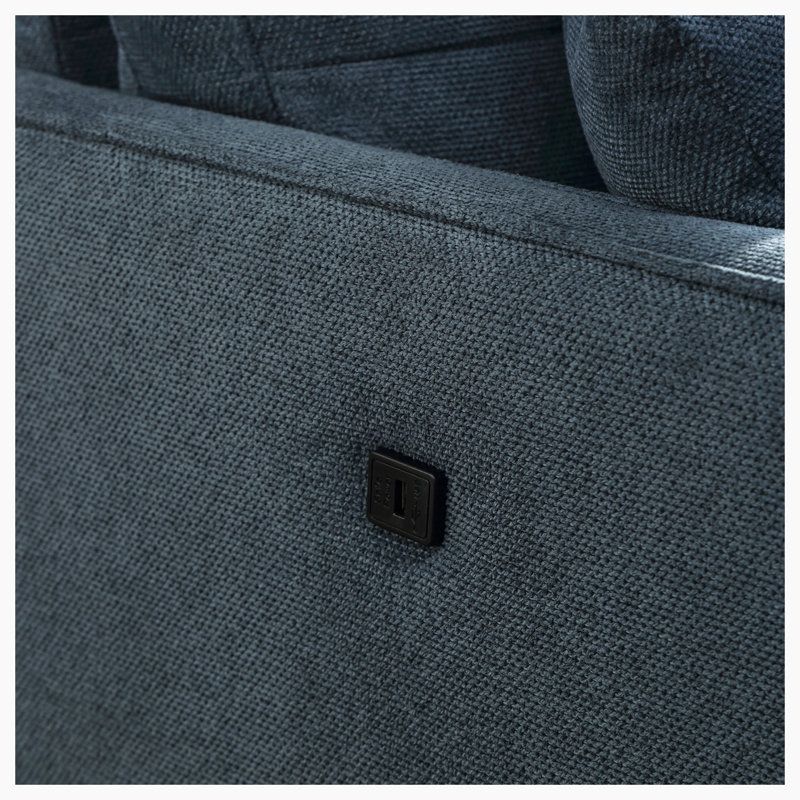 Anwita Recessed Arm Standard Loveseat, Dark Blue 100% Polyester, 35.03" H x 56.7" W x 31.9"D