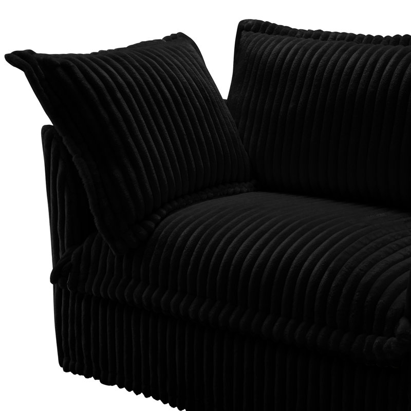 Fauteuil de luxe avec siège spacieux en velours côtelé noir