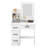 Vanity Desk With Led Light Mirror, Makeup Table Top With 6 Open Bookcases, 4 Drawers, Dresser Table For Bedroom, Checkroom