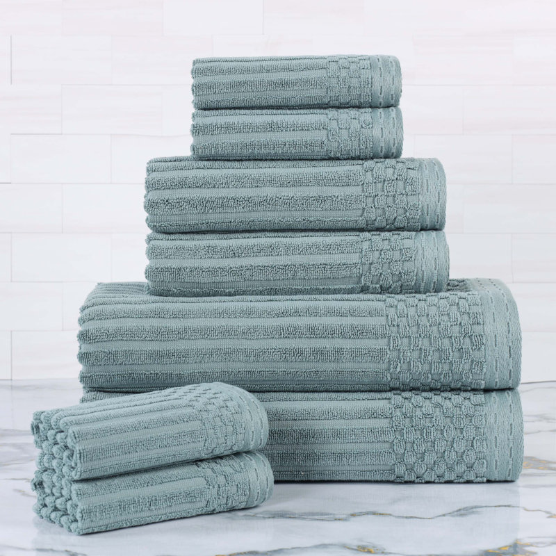 Collection de serviettes en coton Soho Spa, Vert, Ensemble de serviettes 8 pièces