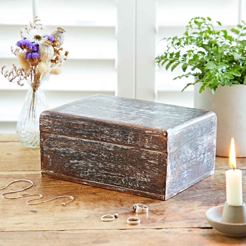 Antique Effect Mango Wood Trinket Box
