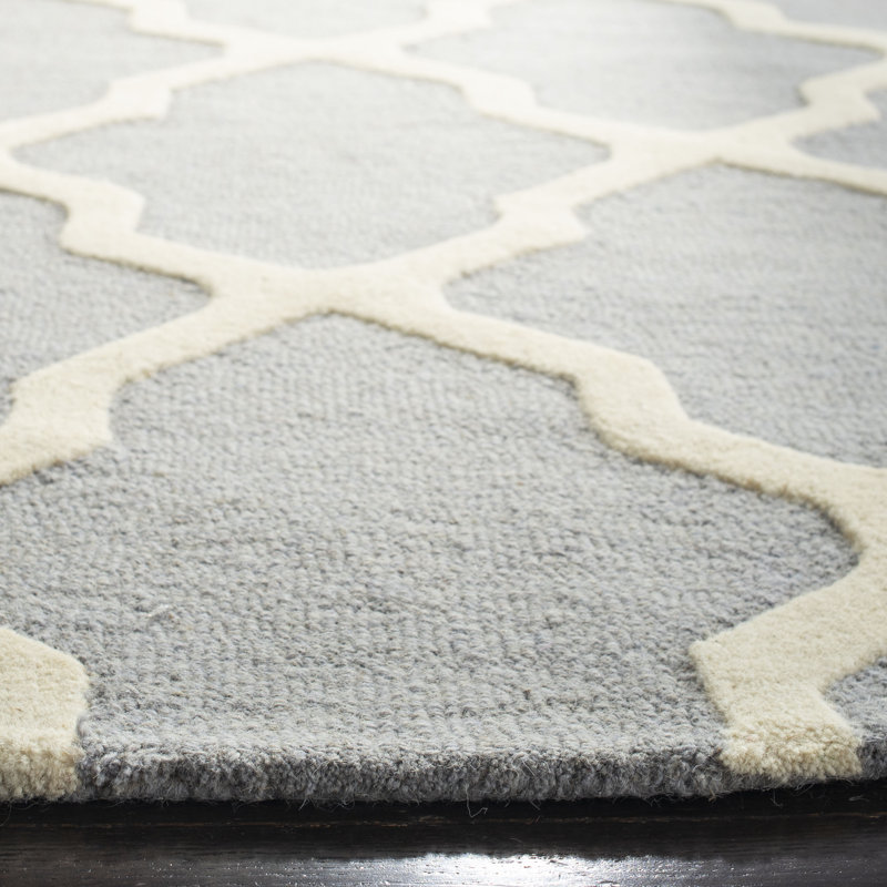 Cannen Hand Tufted Wool Geometric Rug, Rectangle 2' x 3', Gray